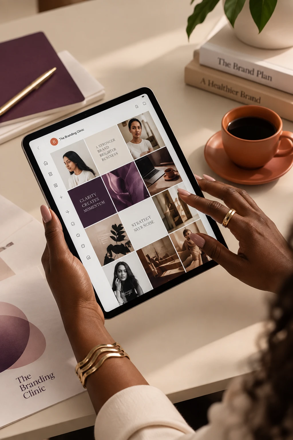 Founder exploring The Branding Clinic on a tablet